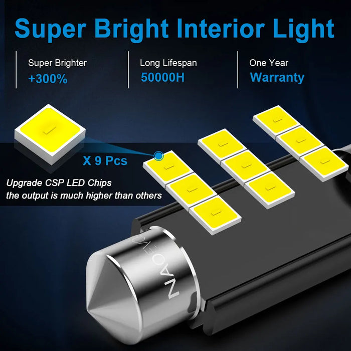 NAO c5w LED CANBUS 28mm 31 36 39 41 44mm Festoon C10W lampadina a led 2835 6 SMD 12V lampada da lettura luce interna per auto bianco senza errori