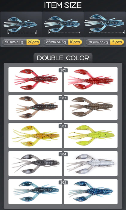 Manometro 50mm 65mm 80mm doglivecraw esche da pesca Craws gamberetti richiamo morbido esche da pesca Wobblers Bass Lures Silicone morbido
