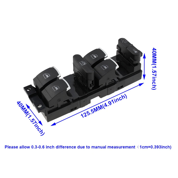 Chrome Master Window Controller Switch per VW Jetta Golf GTI MK4 Passat B5 lato conducente 3BD959857 3BD 959 857 1998-2005 Banwinoto
