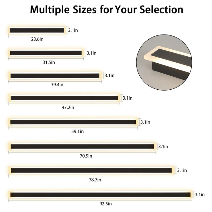 Modern LED Black Wall Light Long Strip Outdoor Waterproof Wall Lamp for Garden Villa Background Wall Garden Lighting Fixtures