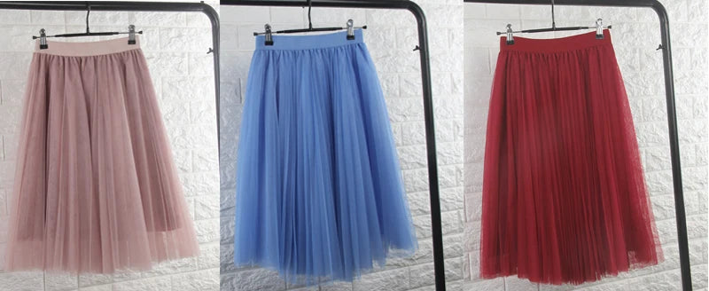 Gonne in Tulle TingYiLi a 4 strati gonna da donna in Tulle nero grigio bianco adulto gonna longuette a pieghe elastica a vita alta