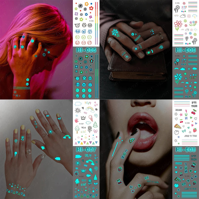 Adesivo per tatuaggio luminoso blu all'ingrosso Cervo incandescente Serpente Impermeabile Tatoo temporaneo Polso Tatto falso per body art