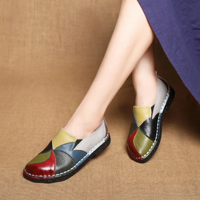 WOIZGIC Donna Donna Donna Madre Scarpe Appartamenti Mocassini in vera pelle Mocassini Misti colorati antiscivolo Taglie forti 42