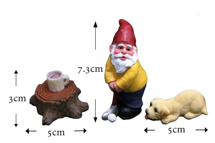 4 pz/set divertenti Mini gnomi giocare a Golf Dog resina nani Sport statua carino fai da te per scrivania Bonsai decorazione ornamento Dropshipping