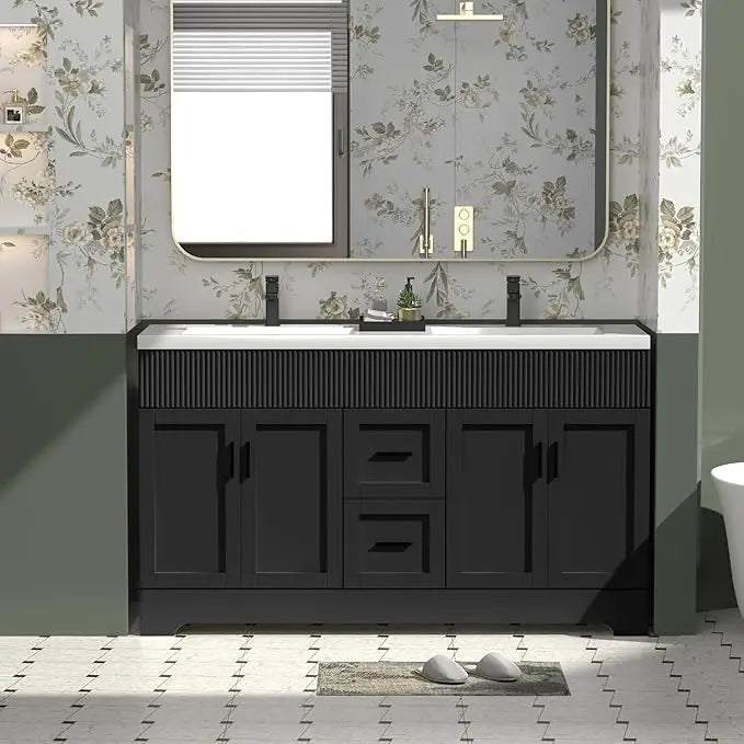 36" Green Bathroom Vanities Combo Set Wave Lines Modern Bathroom Cabinet Vanity Modern Style Bathroom Cabinets for Sale