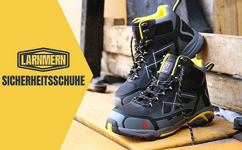 Larnmern Stivali da lavoro antinfortunistici da uomo Scarpe con punta in acciaio Stivali protettivi antiscivolo antistatici antiforatura