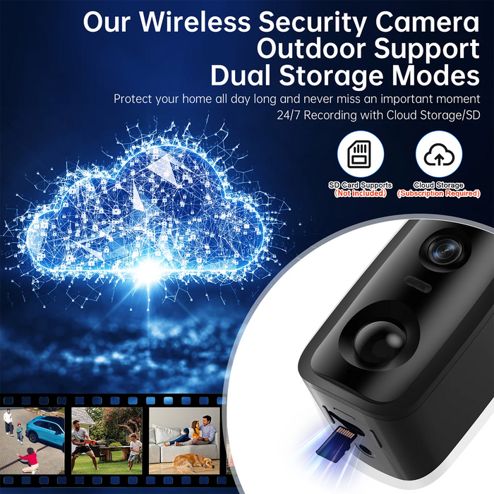 WESECUU 4MP Outdoor Battery Camera Wireless Security Video 2.4G/5G WIFI Network Security Camera