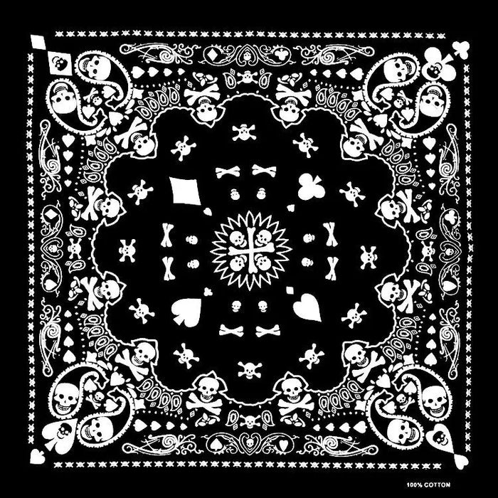 Nuovo Design Moda Hip Hop 100% Cotone Teschio Bandana Sciarpa Quadrata Nero Paisley Fascia per Bicicletta per Donne/Uomini/Ragazzi/Ragazze