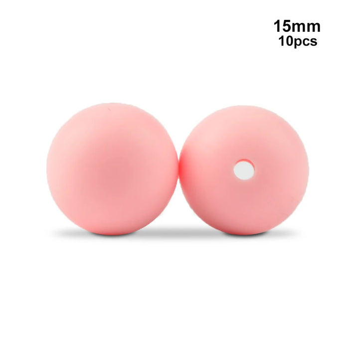 LOFCA 10 pz 15mm Perline Dentizione In Silicone 15mm Massaggiagengive Collana di Allattamento Del Bambino Ciuccio Clip Igiene Orale BPA Libero Commestibile Colorato