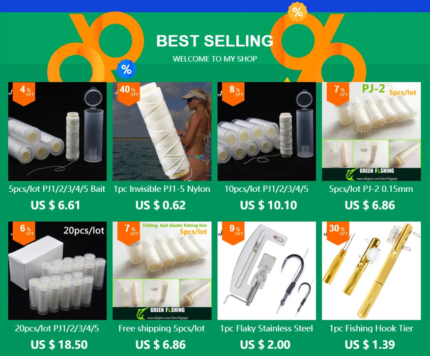 1pc PJ1/2/3/4/5/7 Poliestere ad alta resistenza Esca Filo elastico Bobina Accessori per la pesca in mare Affrontare Linea di esche da pesca invisibile