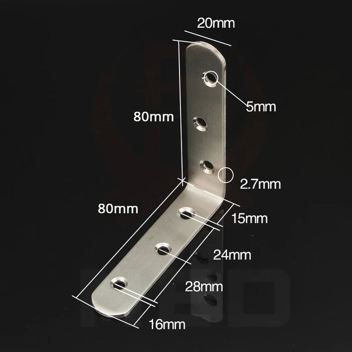 KAK 10PCS Staffe angolari angolari in acciaio inossidabile Elementi di fissaggio Protezione Supporto angolare a sette dimensioni che supporta hardware per mobili