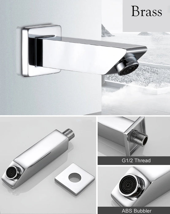 BECOLA Beccuccio per rubinetto a parete Beccucci quadrati e rotondi in ottone cromato/nero Accessori per rubinetti per doccia a cascata