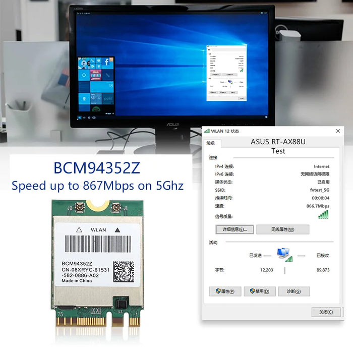 Scheda WIFI Wireless Dual Band Hackintosh BCM94360NG NGFF M.2 1200Mbps Bluetooth4.0 BCM94352Z NGFF 802.11ac Adattatore Wlan DW1560