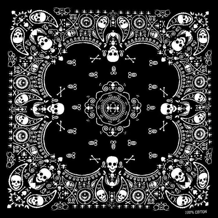 Nuovo Design Moda Hip Hop 100% Cotone Teschio Bandana Sciarpa Quadrata Nero Paisley Fascia per Bicicletta per Donne/Uomini/Ragazzi/Ragazze