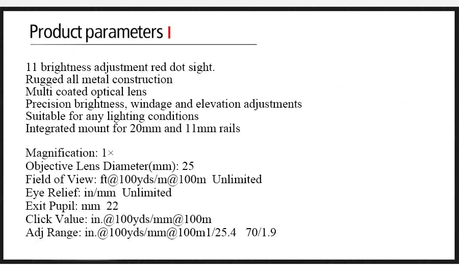 1x40 Red Dot Scope Sight Rifle scope Green Red Dot Collimatore Dot con 11mm/20mm Rail Mount Airsoft Air Hunting
