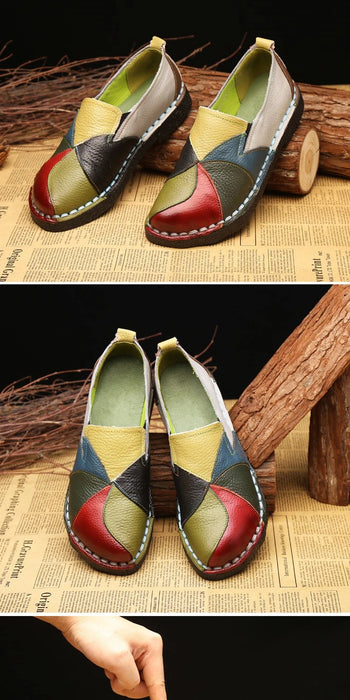 WOIZGIC Donna Donna Donna Madre Scarpe Appartamenti Mocassini in vera pelle Mocassini Misti colorati antiscivolo Taglie forti 42