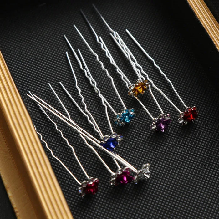 10 Pz/lotto copricapo Da Sposa u-a forma di perno di perla tempestato di diamanti zircone del fiore femminile dei capelli piastra forcella capelli accessori per capelli tornante