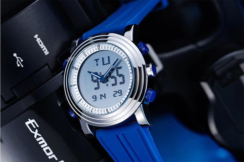 SINOBI orologi sportivi da uomo doppio Display analogico digitale LED orologi da polso al quarzo elettronici da uomo orologio impermeabile multifunzionale