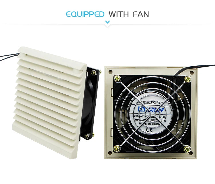 3322-300 Set di filtri di ventilazione per armadio da 120 mm Volantini Ventola di raffreddamento Griglia Feritoie Ventilatore Pannello filtro di scarico 230 V senza ventola