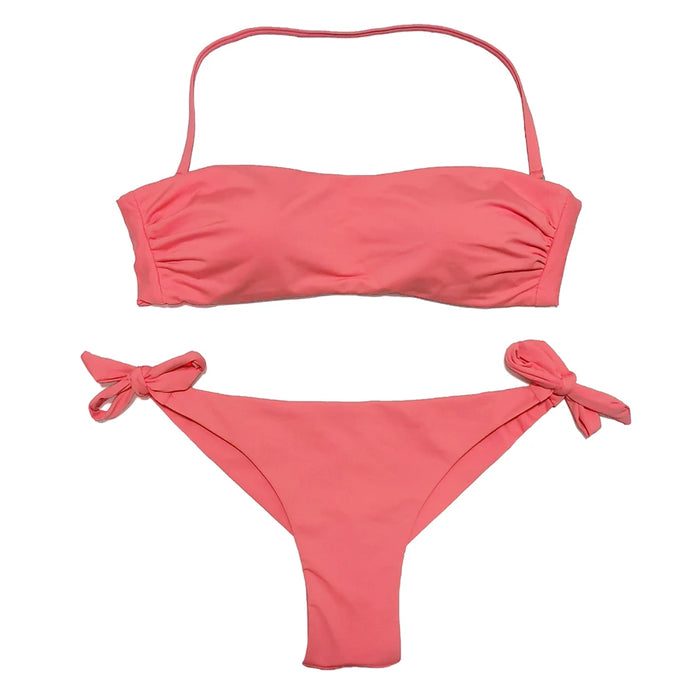 EONAR Bikini 2022 costume da bagno donna solido Bikini taglio brasiliano Set Bikini Push Up costumi da bagno Femme costumi da bagno Sport abbigliamento da spiaggia