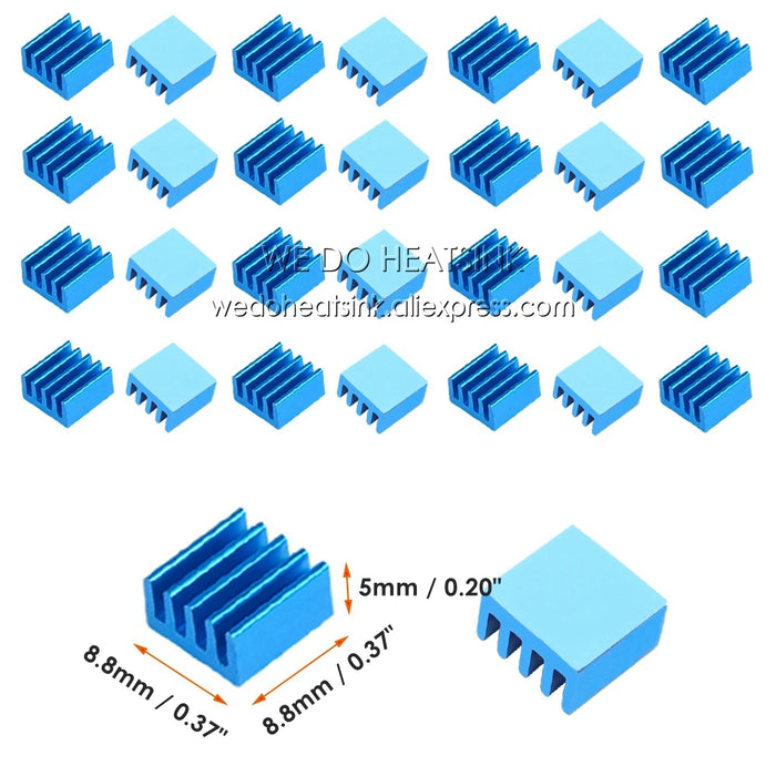 FACCIAMO DISSIPATORE di CALORE 10pcs 8.8x8.8x5mm Piccolo Piccolo Argento/Nero Dissipatore di Calore di Alluminio del Dissipatore di Calore radiatore del Dispositivo di Raffreddamento Con Nastro Applicato