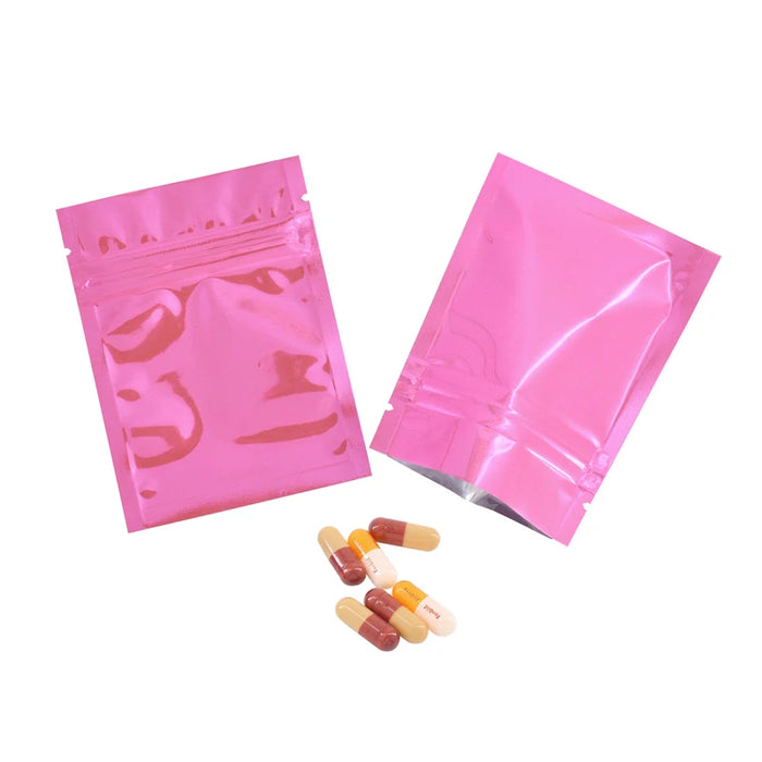 100 sacchetti colorati con chiusura a zip in foglio di alimentazione superiore, sacchetti per alimenti, sacchetti in foglio di alluminio Mylar, sacchetti per tè, sacchetti per alimenti