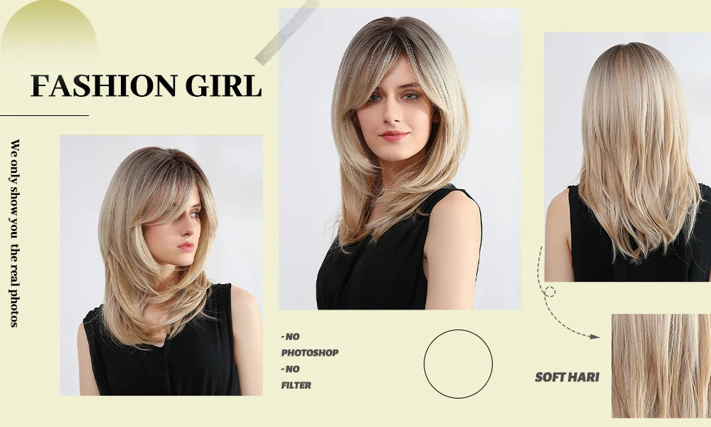 ESIN Parrucca sintetica marrone scuro Parrucche a onde lunghe per donna Parrucca per capelli con frangia Resistente al calore Uso naturale quotidiano per feste