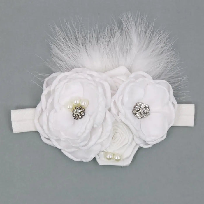 Fascia per capelli vintage Fascia per capelli per neonate Puntelli per fotografia neonato Regali Fasce elastiche per capelli in pizzo Accessori per piume di perle