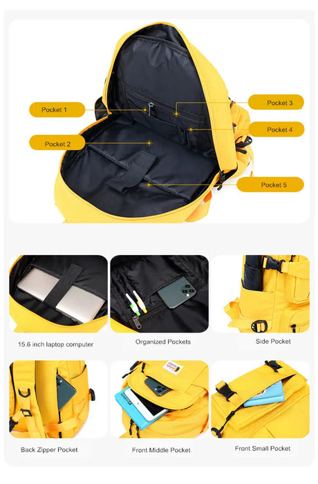 Fengdong moda zaino giallo zaini per bambini per ragazze zaino oxford grande scuola impermeabile per zaino per adolescenti