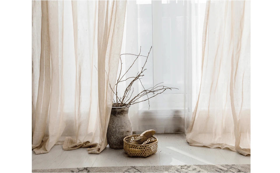 Tende in tulle effetto lino beige per soggiorno Tende moderne in lino trasparente per camera da letto Tenda in voile solido per drappo per finestra per bambini