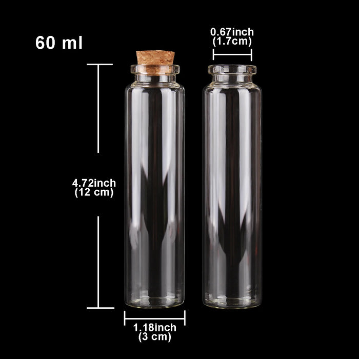 24 pezzi 10 ml 15 ml 20 ml 25 ml 30 ml Simpatiche bottiglie di vetro trasparente con tappo in sughero Bottiglie vuote di spezie Barattoli Fiale artigianali fai da te