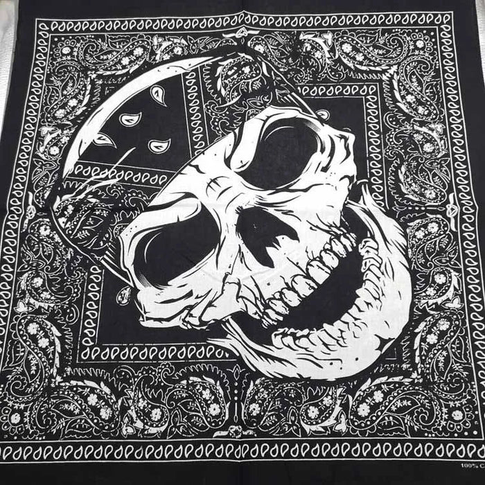 Nuovo Design Moda Hip Hop 100% Cotone Teschio Bandana Sciarpa Quadrata Nero Paisley Fascia per Bicicletta per Donne/Uomini/Ragazzi/Ragazze