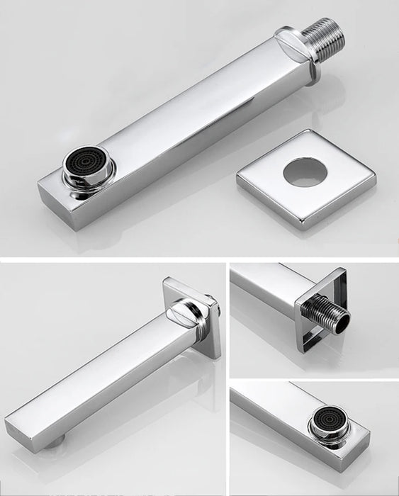 BECOLA Beccuccio per rubinetto a parete Beccucci quadrati e rotondi in ottone cromato/nero Accessori per rubinetti per doccia a cascata