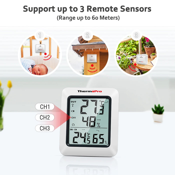 Stazione meteorologica igrometro termometro esterno digitale wireless ThermoPro TP60C 60M per la casa
