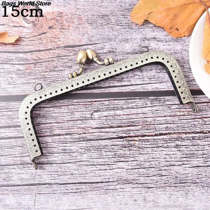 1PCS Bronzo FAI DA TE Borsa Manico Della Borsa di Monete Borse In Metallo Bacio Catenaccio di Blocco Telaio Nuovo di Modo Manico 8.5/10.5/12.5/15/16/18/20 centimetri