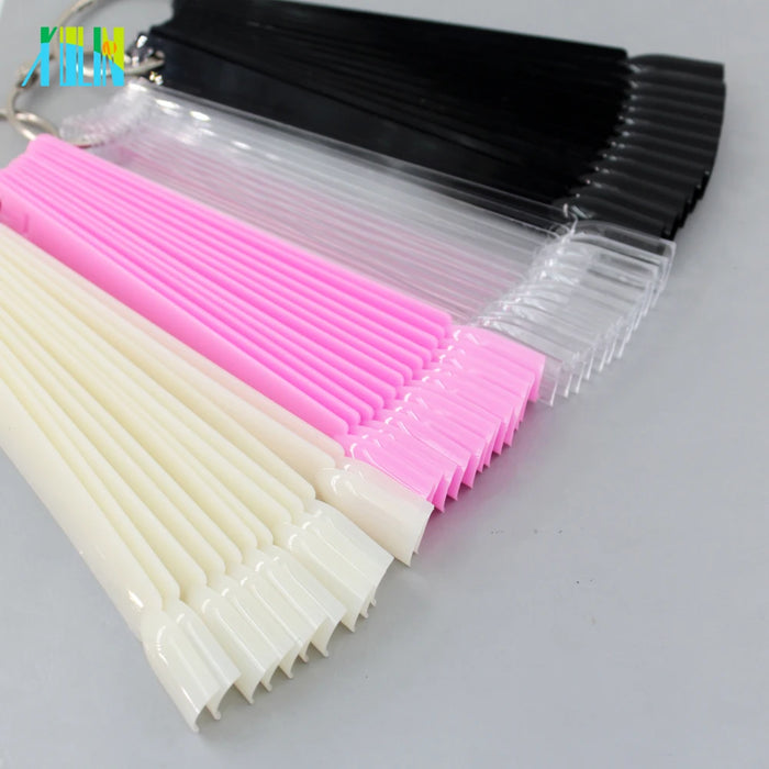 Punte per unghie finte ventaglio Natura Trasparente Nero 12/24/32/50 pezzi/set Dito Carta piena Nail Art Display Pratica Smalto tutto per manicure