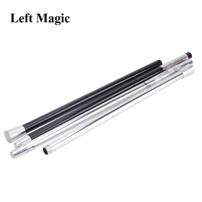 Bastone di canna da ballo in alluminio (argento/nero) Trucco magico Bacchetta magica galleggiante Accessori per oggetti di scena magici da palcoscenico di strada