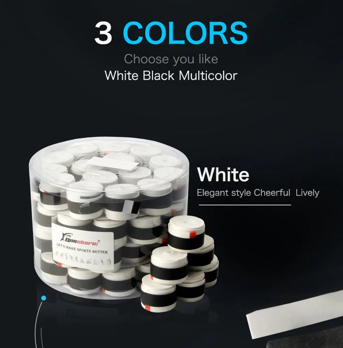 60 pz/lotto Bianco Nero Colorato Rivestito Tennis Overgrips Badminton Grip Racchetta Da Tennis Nastri Canna Da Pesca Fasce 0.6mm 0.7mm