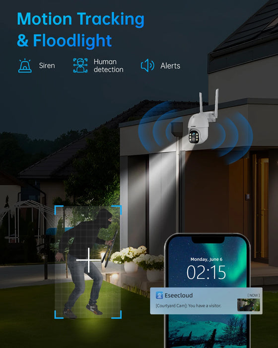 WESECUU Wireless 3.0MP 10X Zoom Ptz Wifi Ip Auto Tracking Dual Lens Indoor Outdoor Cctv Security Camera