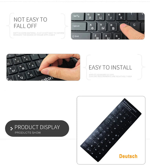 Russo francese inglese arabo spagnolo portoghese ebraico adesivi per tastiera lettera alfabeto layout adesivo per PC desktop portatile