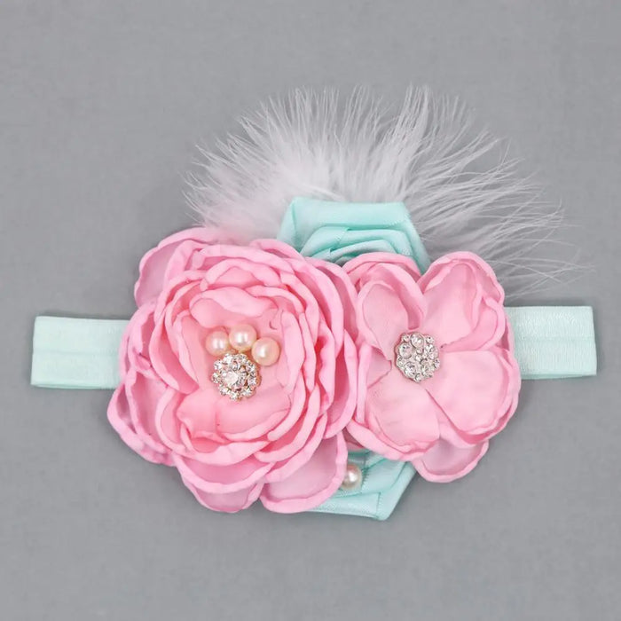 Fascia per capelli vintage Fascia per capelli per neonate Puntelli per fotografia neonato Regali Fasce elastiche per capelli in pizzo Accessori per piume di perle