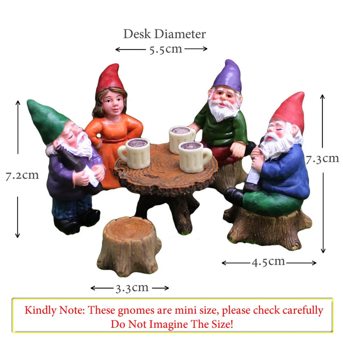 4 pz/set Mini Divertente Carino Gnomo Ha Festa Nani In Resina Statua FAI DA TE Bonsai Decorazione Per La Casa Scrivania D'ufficio Scultura Dropshipping