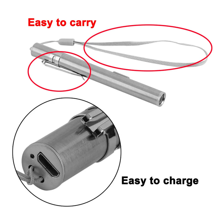 Torcia a LED mini torcia ricaricabile USB con penna medica professionale portatile a risparmio energetico con clip in acciaio inossidabile