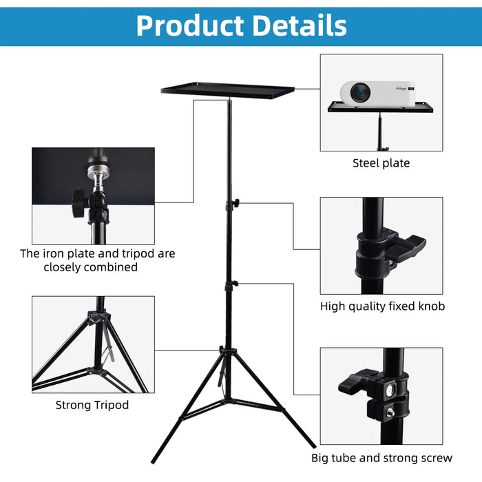 Staffa per proiettore Treppiede da viaggio Supporto per altoparlante Estensibile 110 cm 160 cm Accessori Montaggio testa a sfera per fotocamera DSLR per laptop all'aperto