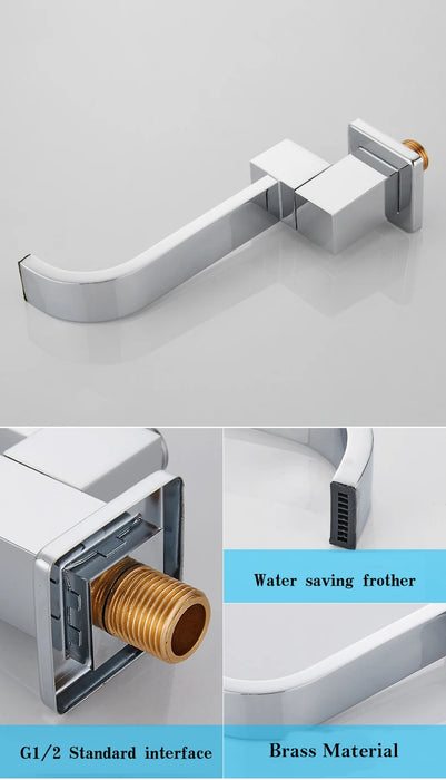 BECOLA Beccuccio per rubinetto a parete Beccucci quadrati e rotondi in ottone cromato/nero Accessori per rubinetti per doccia a cascata