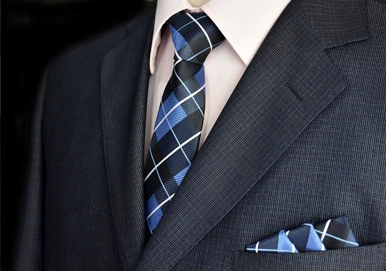 Cravatta da sposa per uomo luxury 2024 slim luxury cravate homme corbatas para hombre cravatta nera Fashion Plaid Business gravata 6cm
