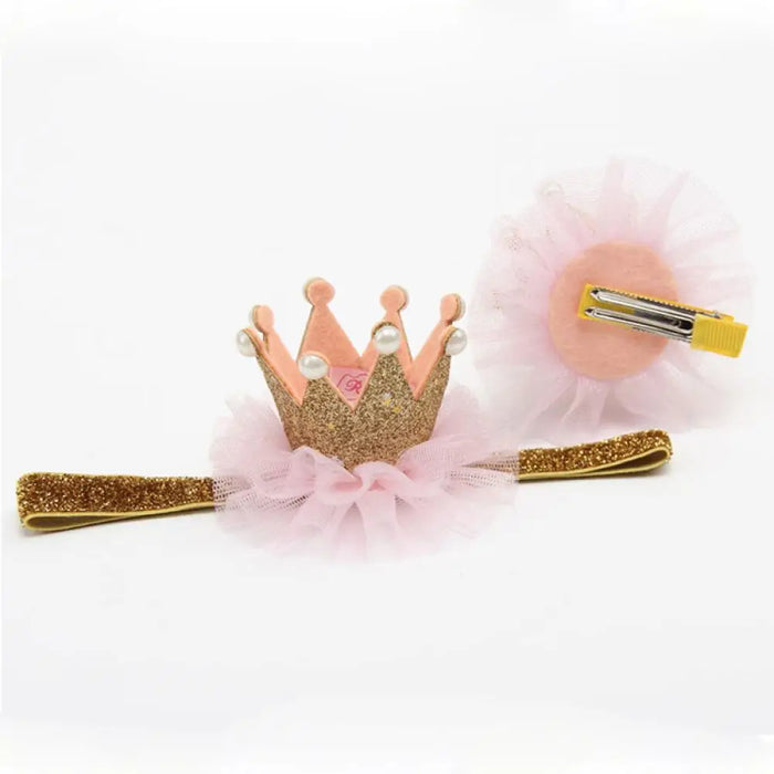 NUOVA Sveglia Bella Delle Ragazze Corona Clip di Capelli Della Principessa Del Merletto Della Perla Lucido star Fascia Delle Forcelle Dei Capelli Della Fascia Copricapi Accessori