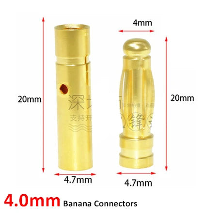 10 paia/lotto 2.0/3.0/3.5/4.0/5/5.5/6/6.5/8mm Gold Bullet Banana connettori spina per Lipo batteria RC ESC motore accessori fai da te giocattolo