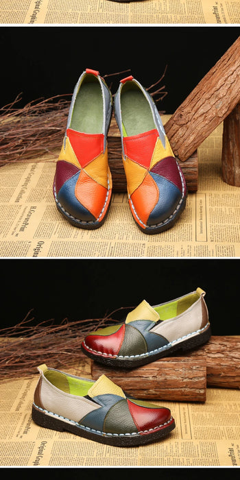 WOIZGIC Donna Donna Donna Madre Scarpe Appartamenti Mocassini in vera pelle Mocassini Misti colorati antiscivolo Taglie forti 42