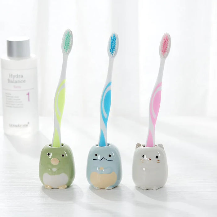 Mini simpatico portaspazzolino in ceramica, supporto multifunzione, portapenne per trucco, per la decorazione del bagno di casa